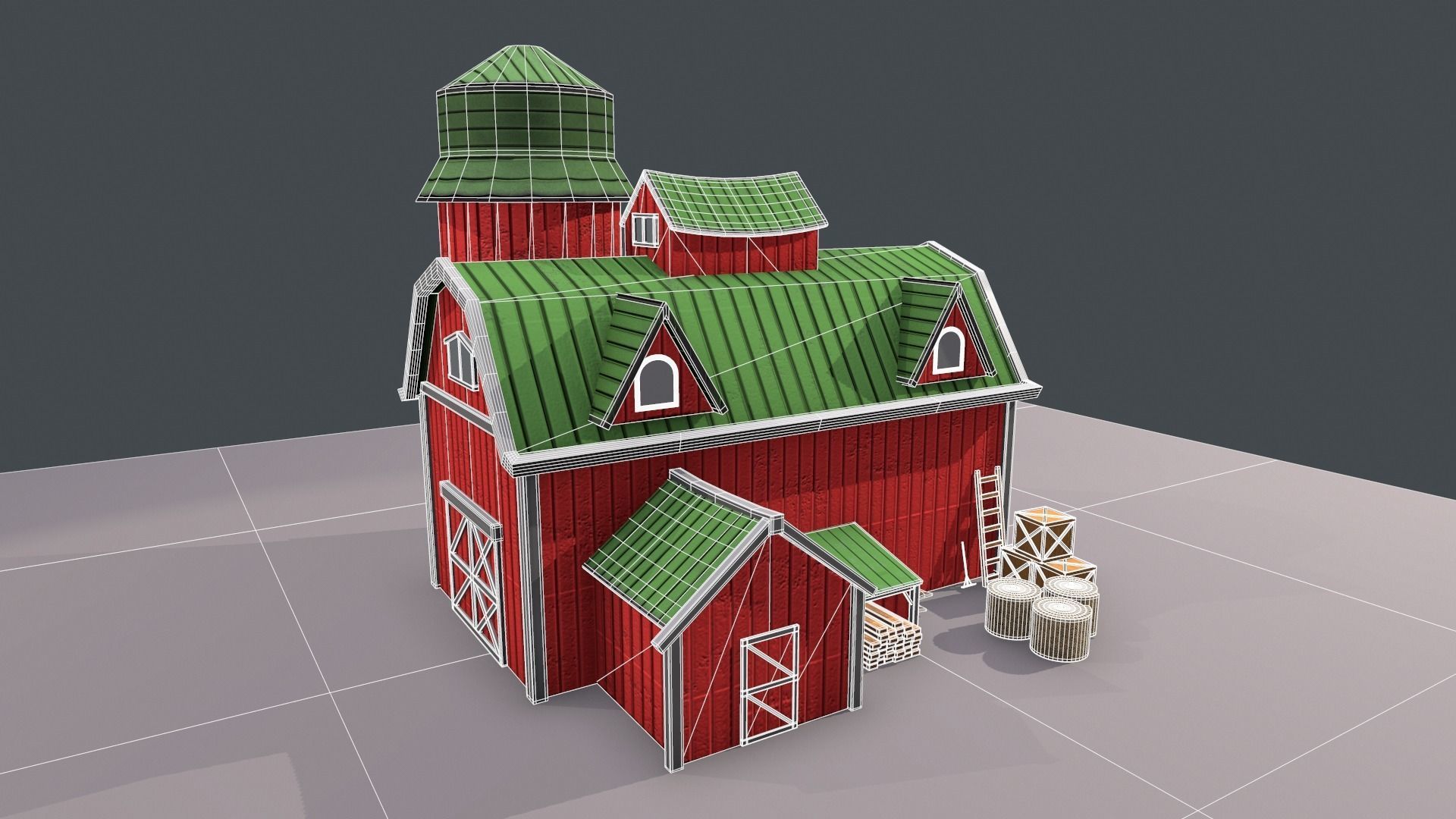 Stylized Cartoon Barn 3D model_6
