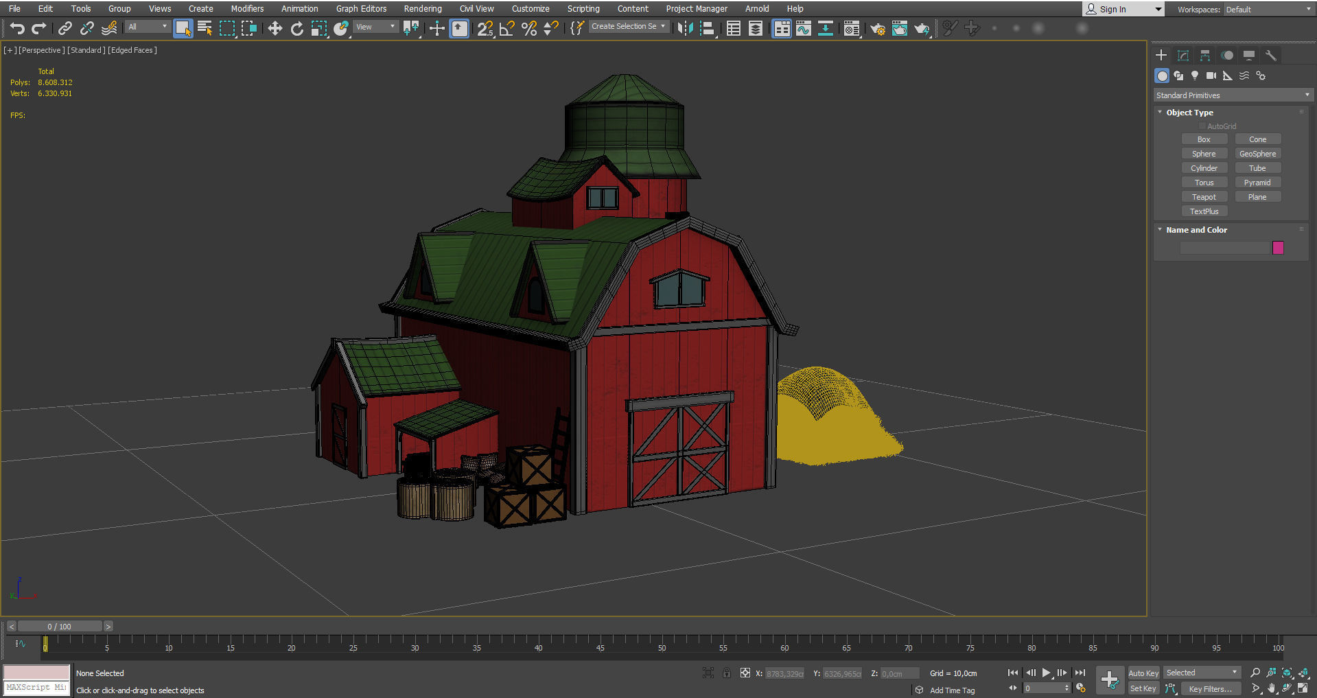 Stylized Cartoon Barn 3D model_10