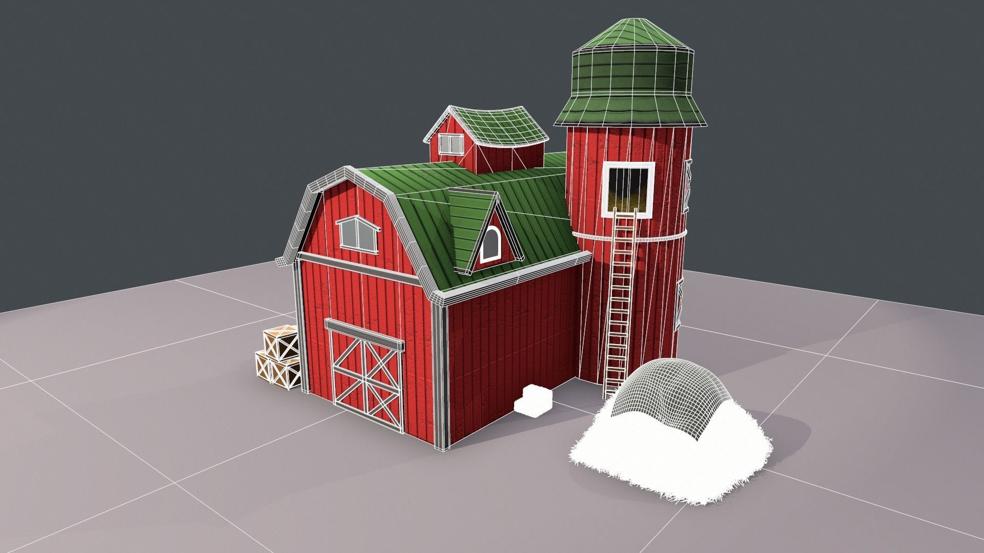 Stylized Cartoon Barn 3D model_7