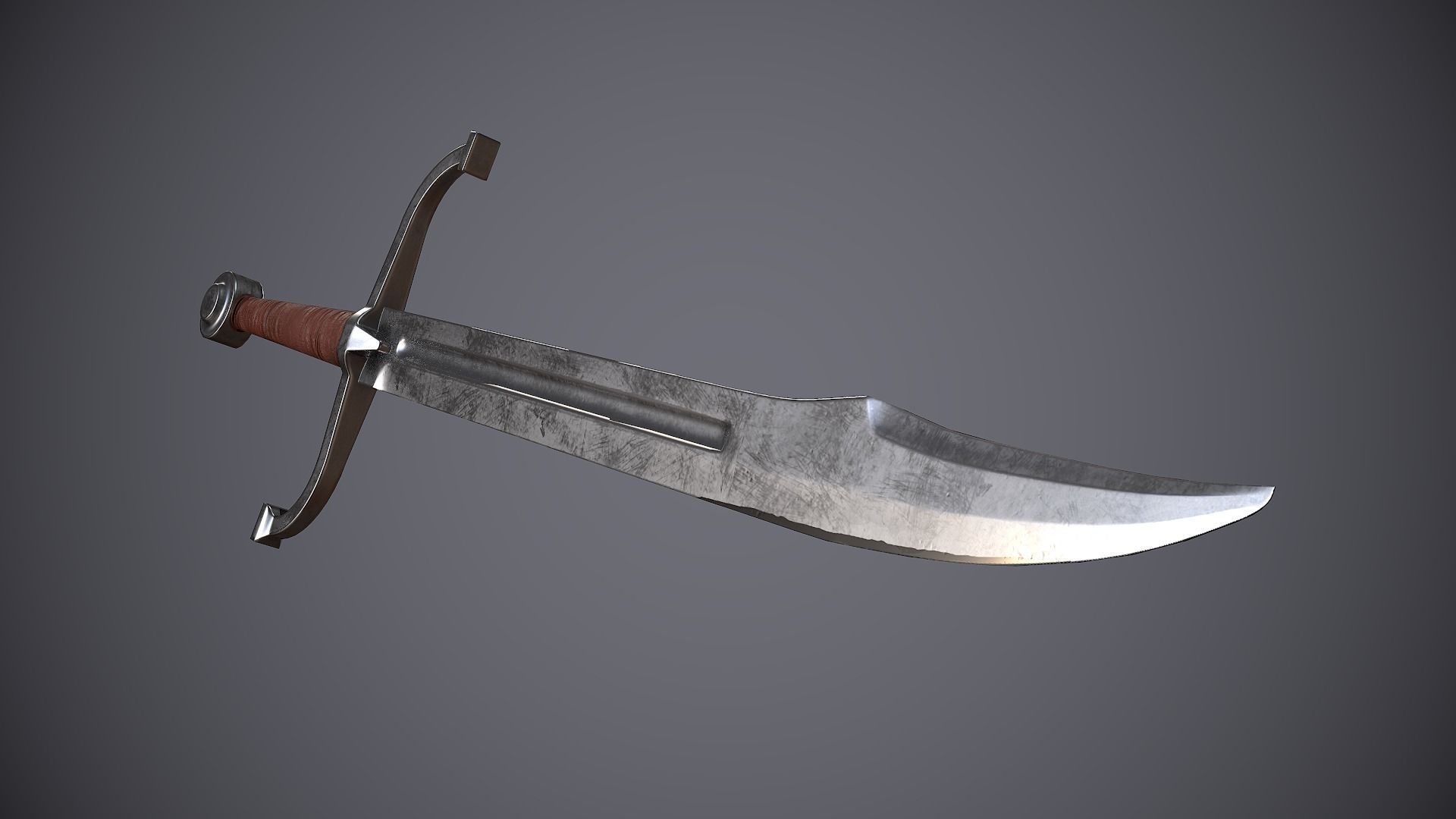 Falchion sword Low-poly 3D model_8