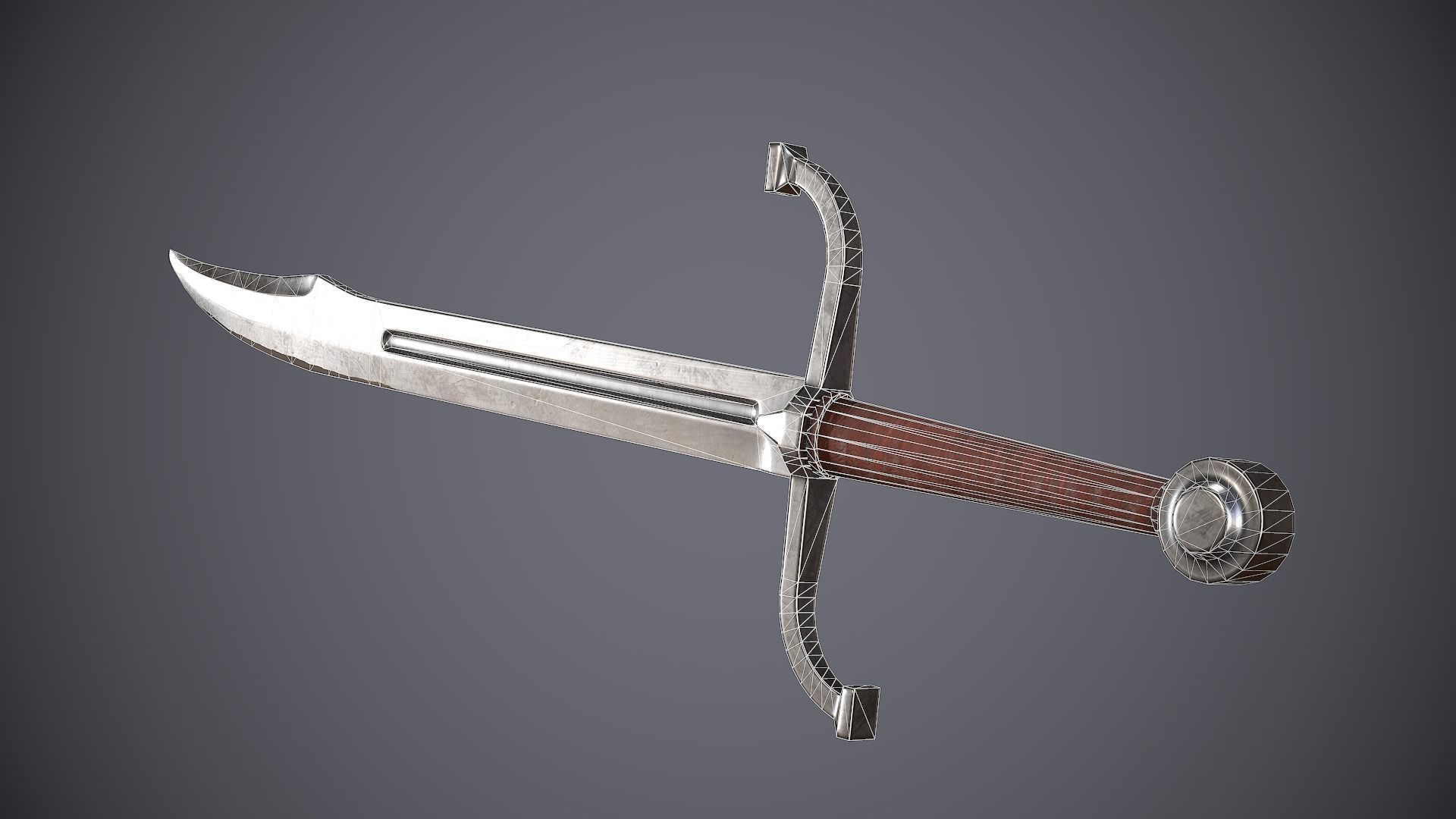 Falchion sword Low-poly 3D model_7