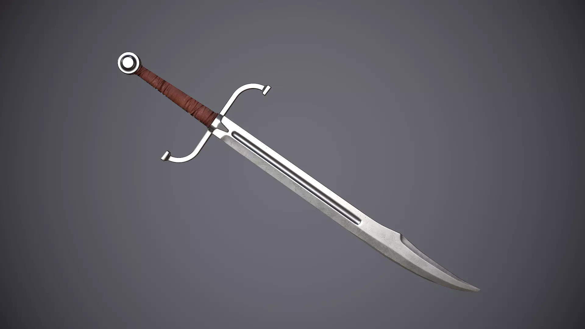 Falchion sword Low-poly 3D model_0