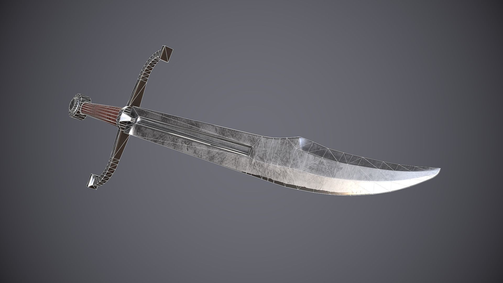 Falchion sword Low-poly 3D model_9