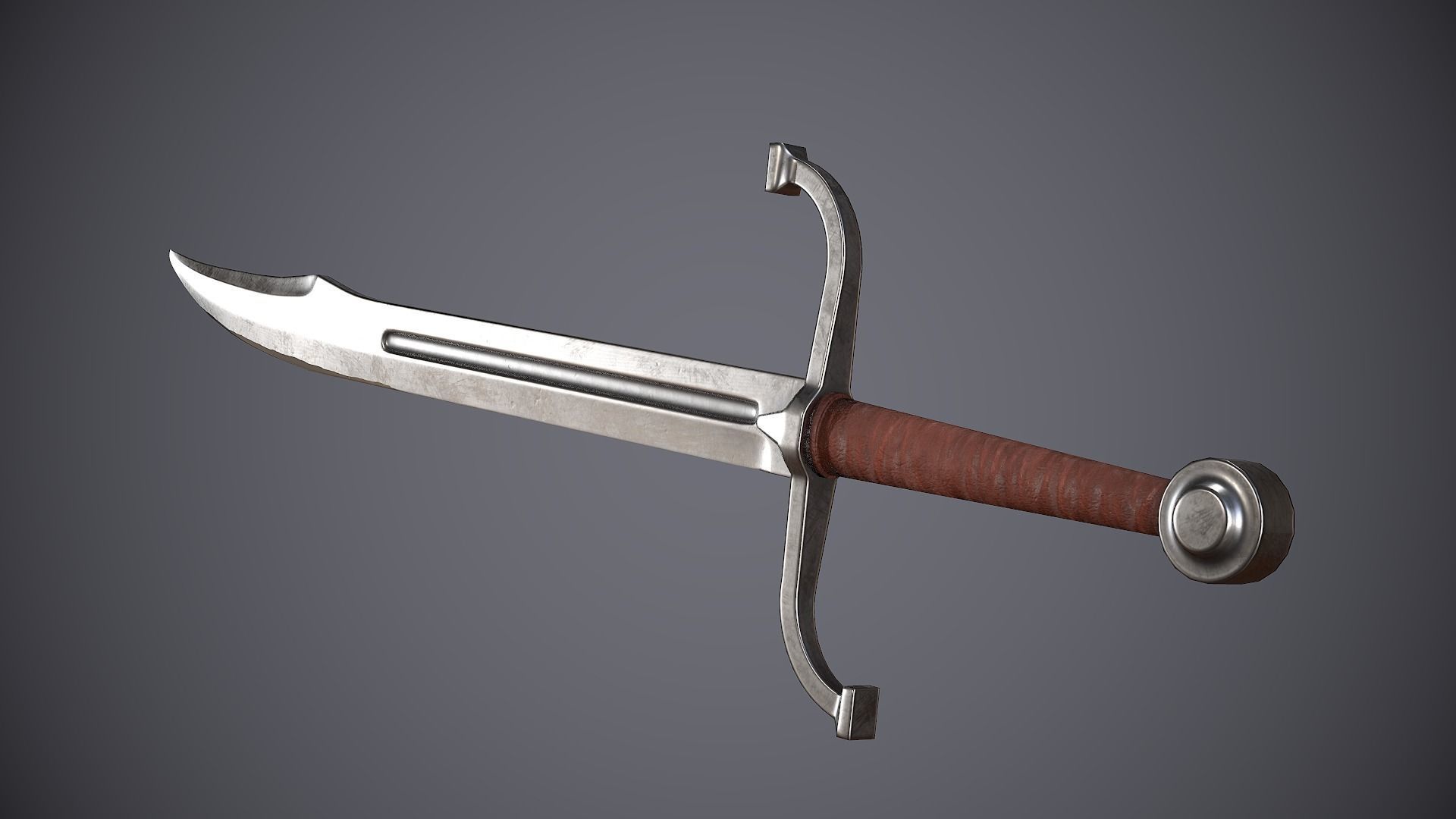 Falchion sword Low-poly 3D model_6