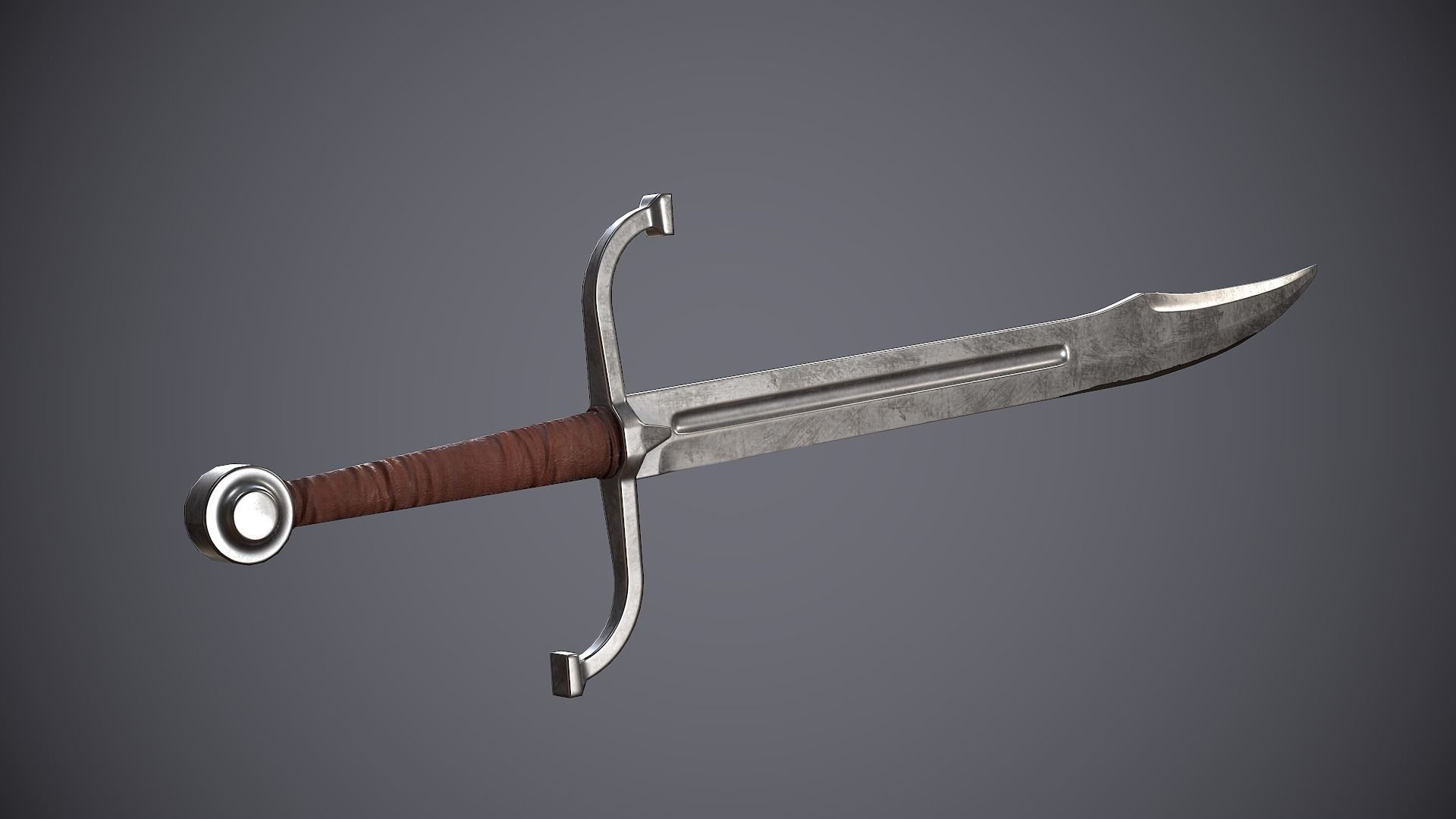 Falchion sword Low-poly 3D model_4