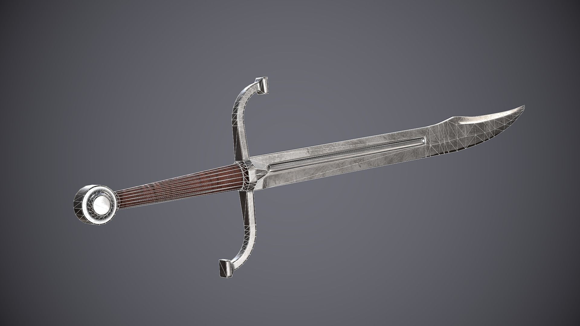 Falchion sword Low-poly 3D model_5