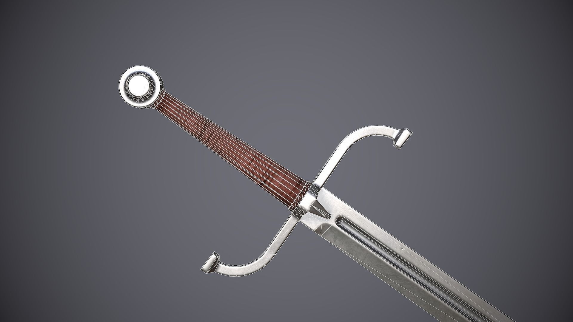 Falchion sword Low-poly 3D model_3