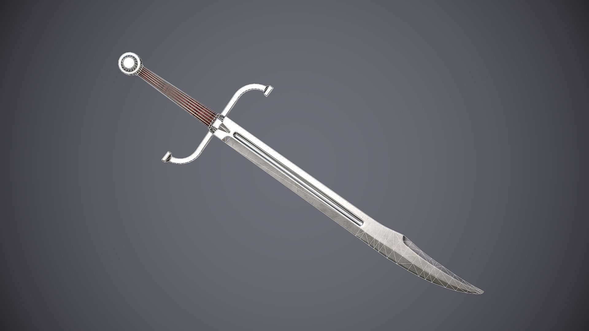 Falchion sword Low-poly 3D model_1