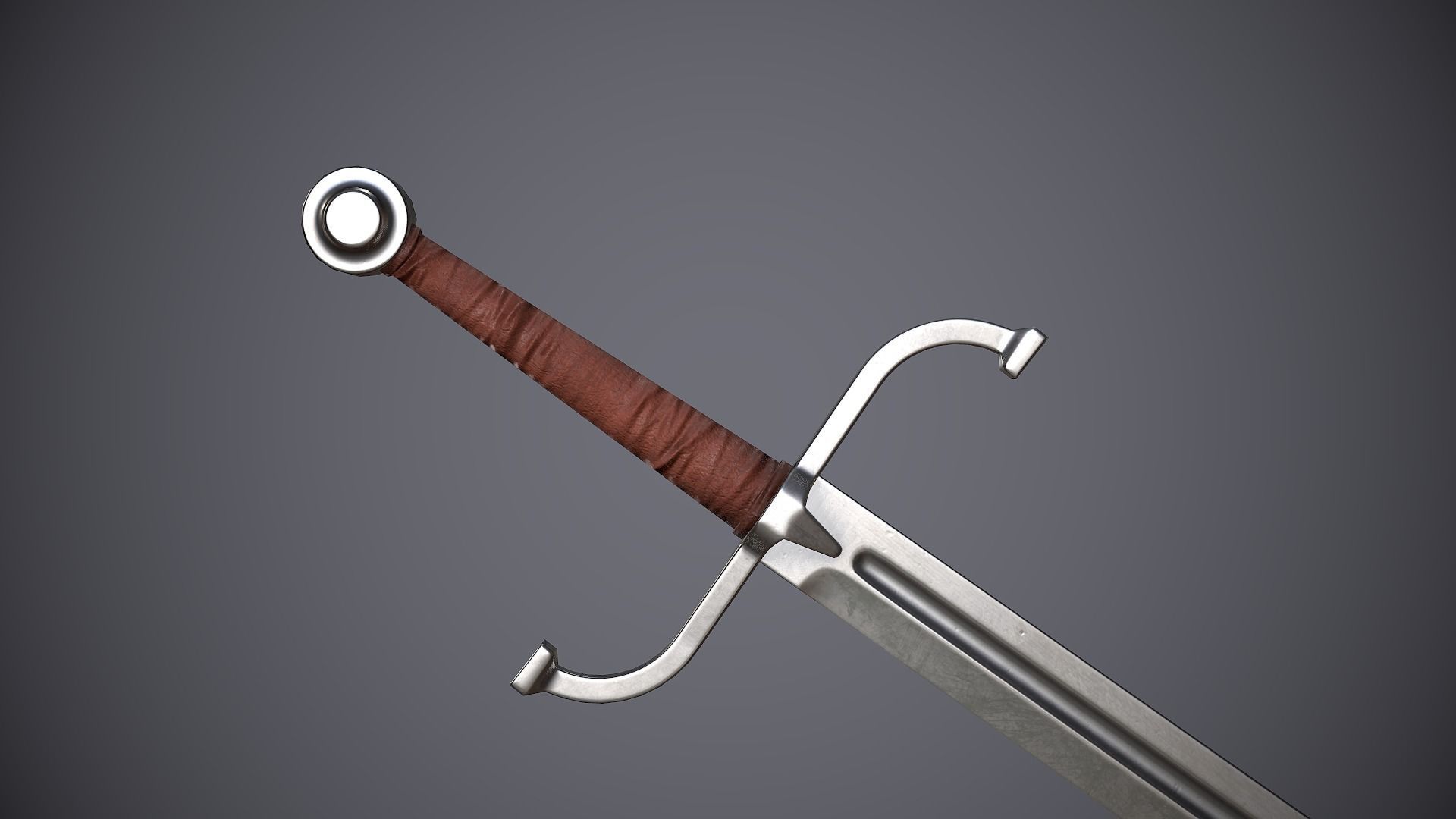 Falchion sword Low-poly 3D model_2