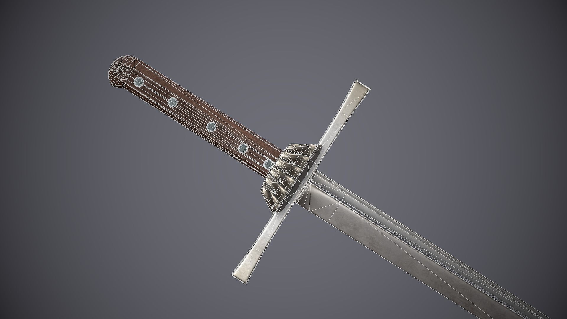 Grossmesser sword Low-poly 3D model_4
