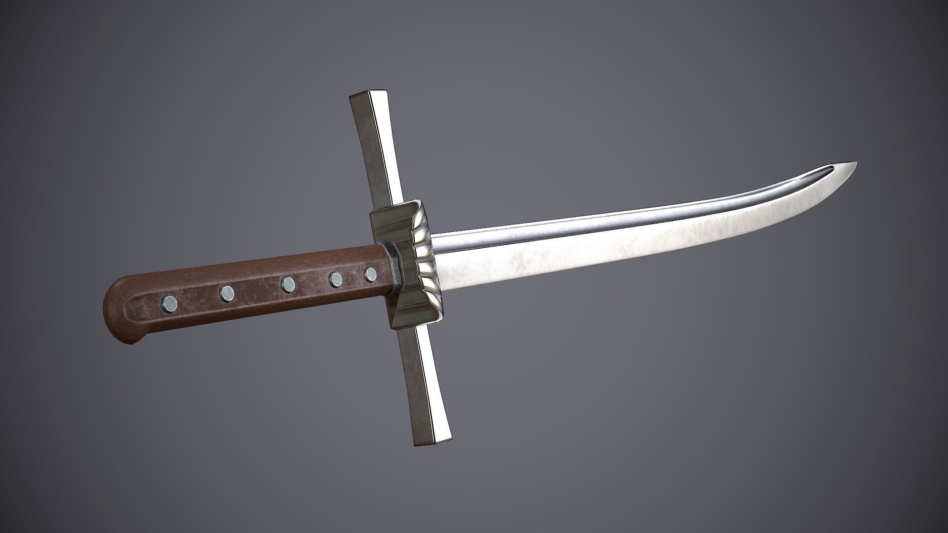Grossmesser sword Low-poly 3D model_5
