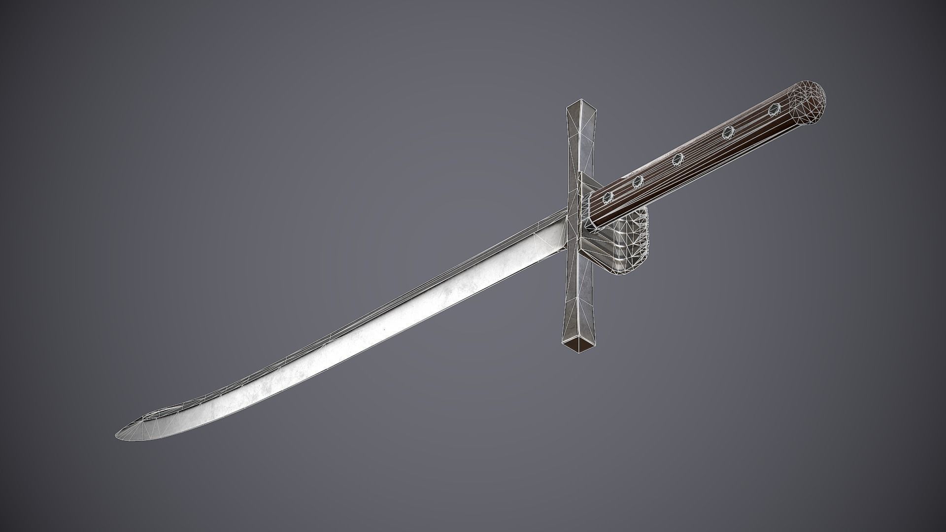 Grossmesser sword Low-poly 3D model_8