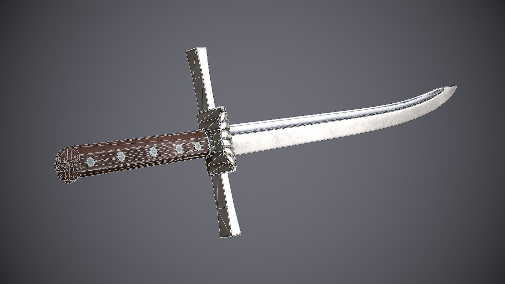 Grossmesser sword Low-poly 3D model_6