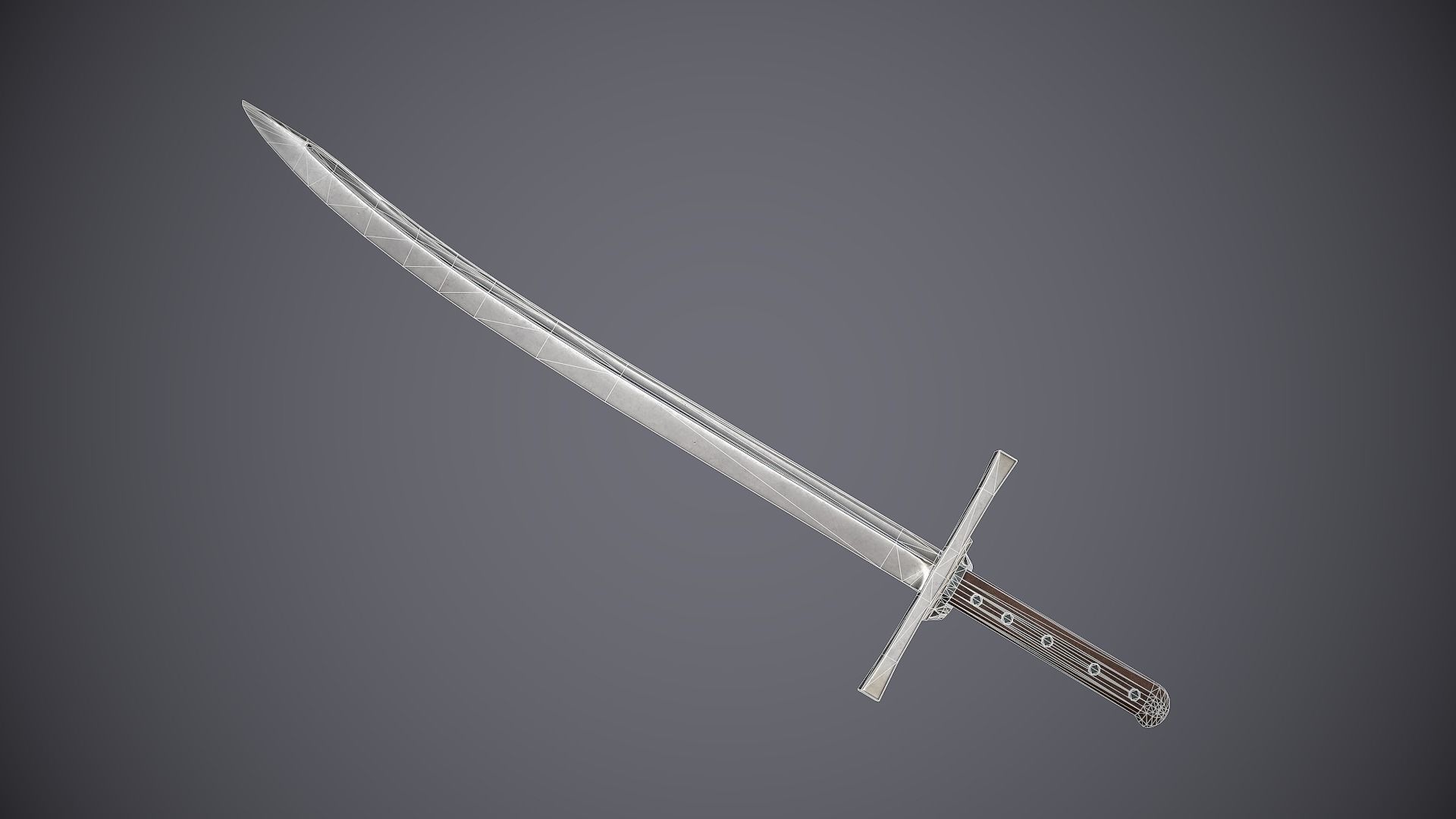 Grossmesser sword Low-poly 3D model_1