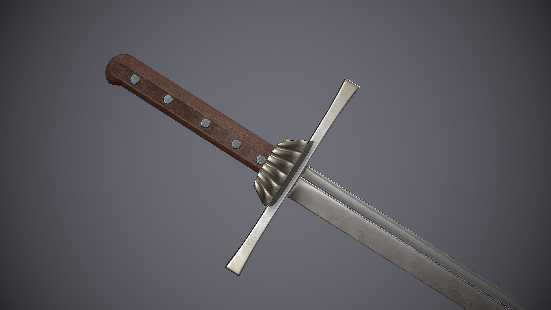 Grossmesser sword Low-poly 3D model_3