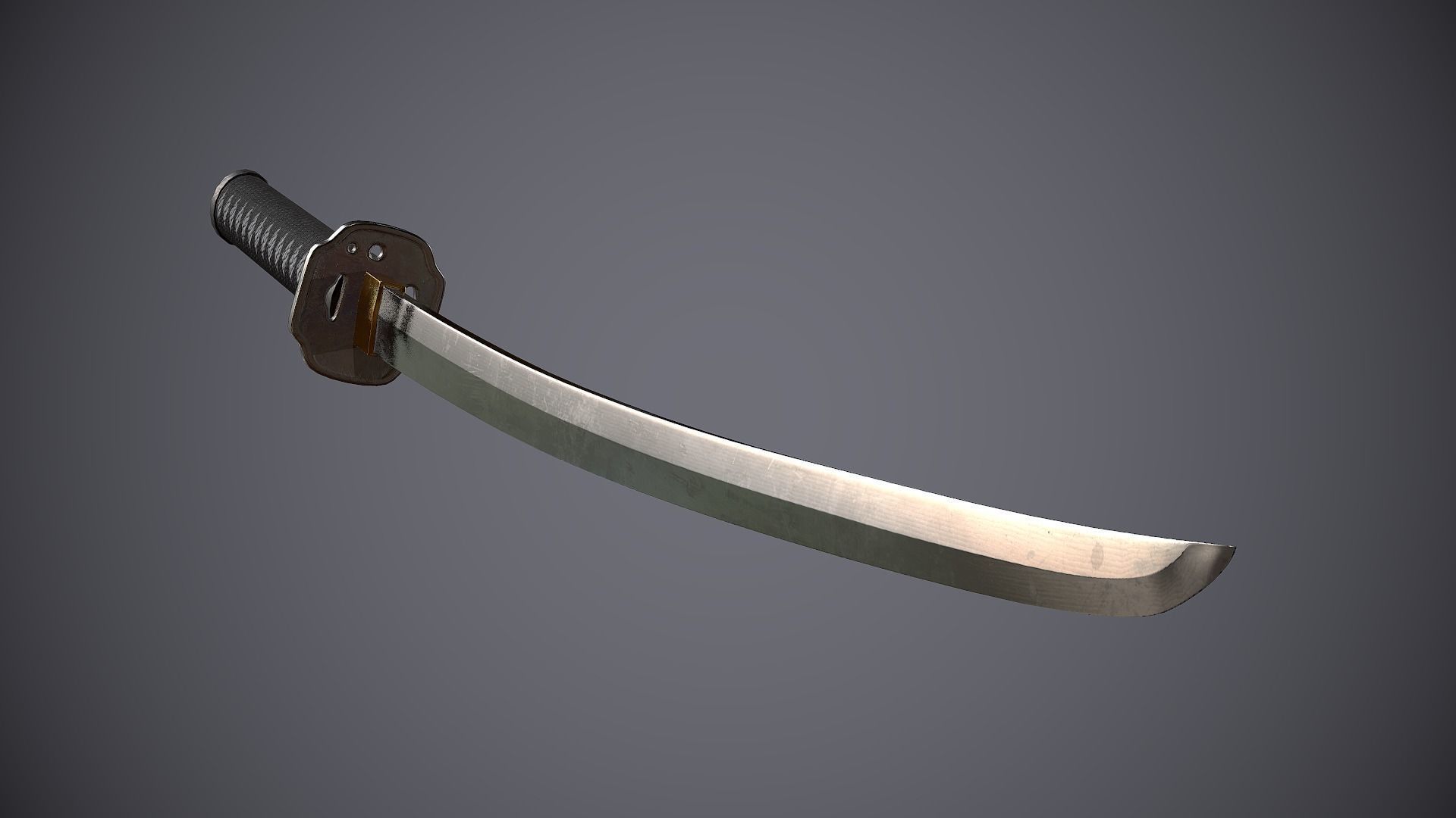 Katana samurai sword Low-poly 3D model_6