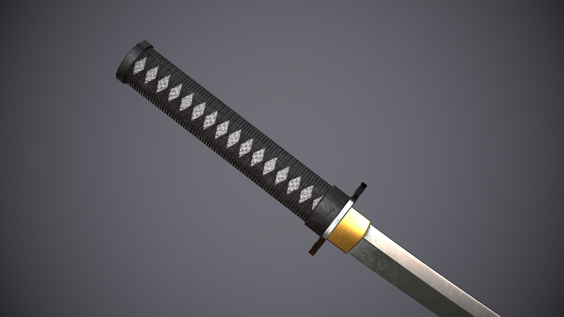 Katana samurai sword Low-poly 3D model_2