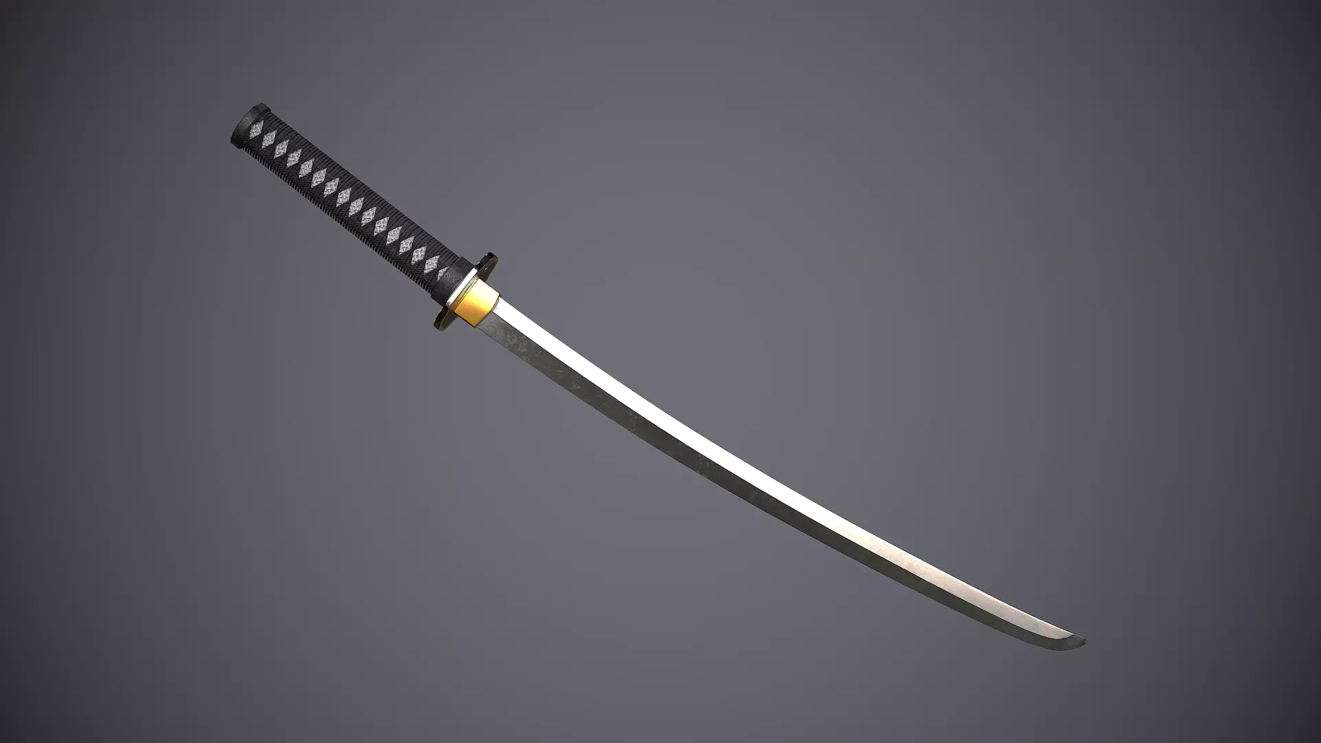 Katana samurai sword Low-poly 3D model_0