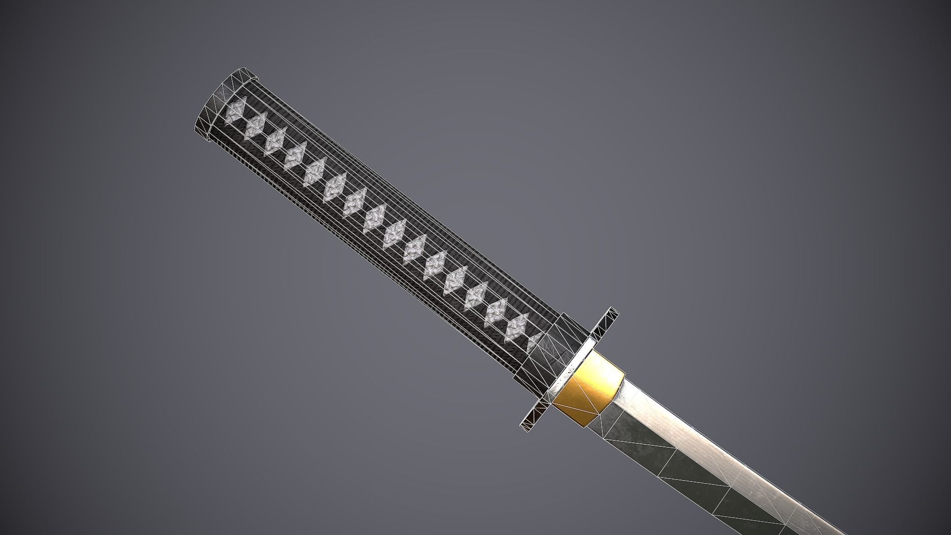 Katana samurai sword Low-poly 3D model_3