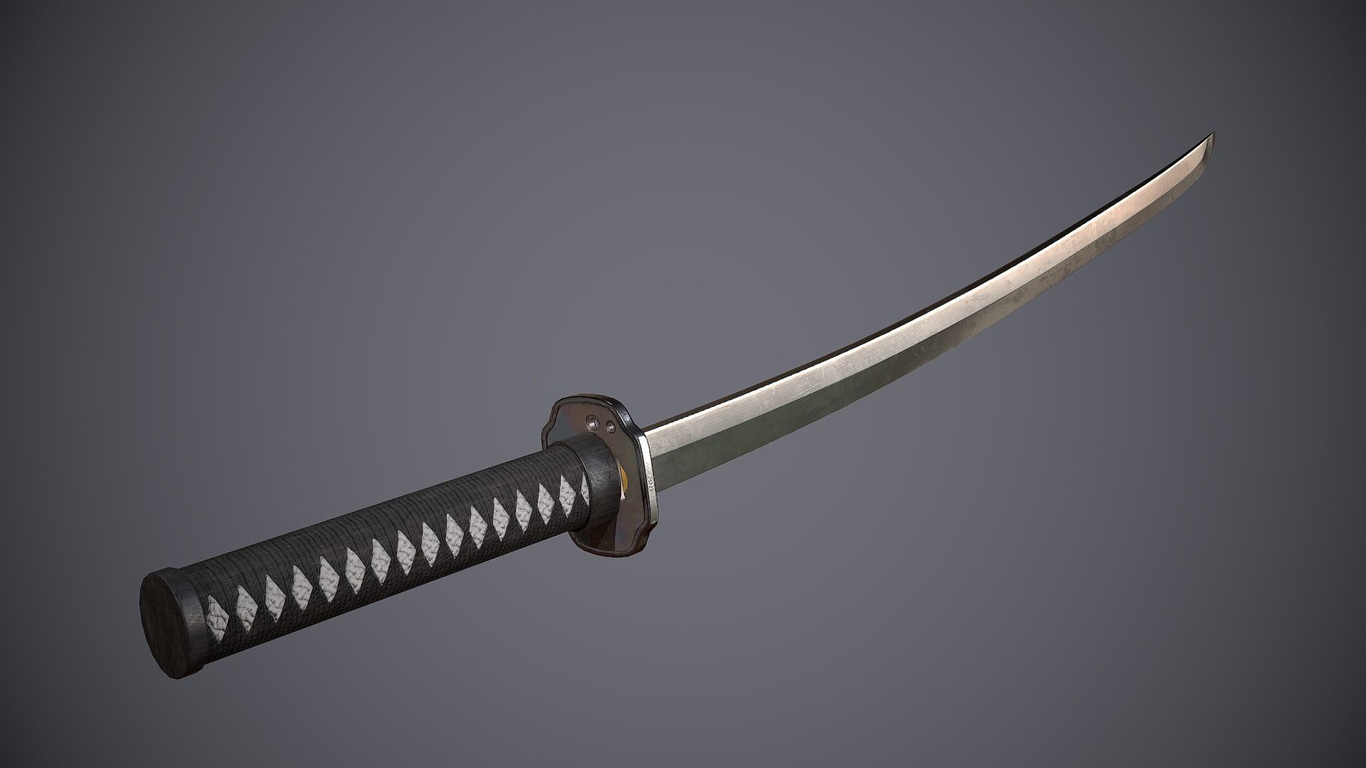 Katana samurai sword Low-poly 3D model_4