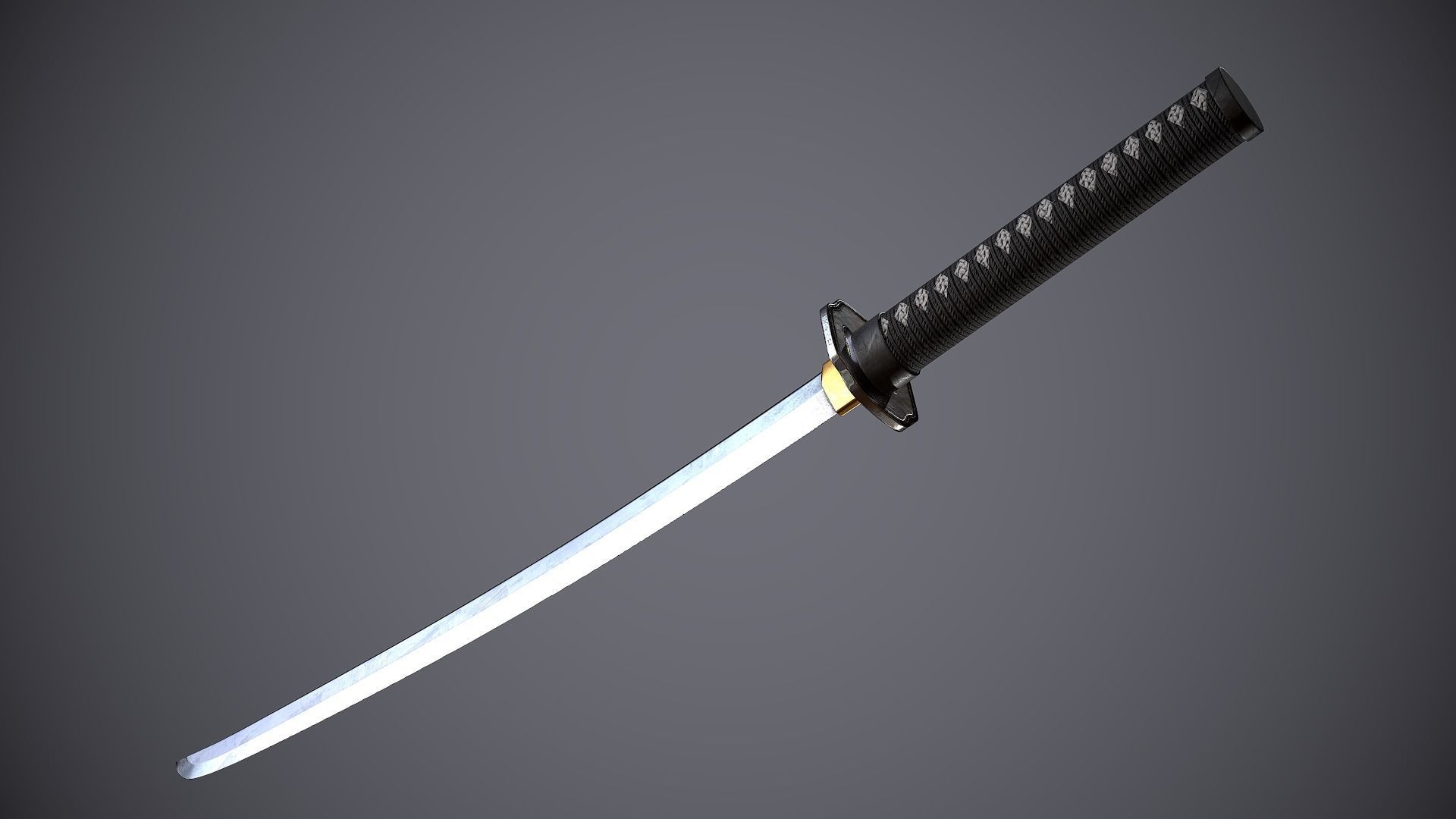 Katana samurai sword Low-poly 3D model_8