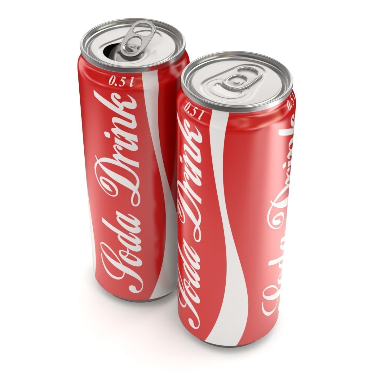 Open and closed drink can 3D model_2