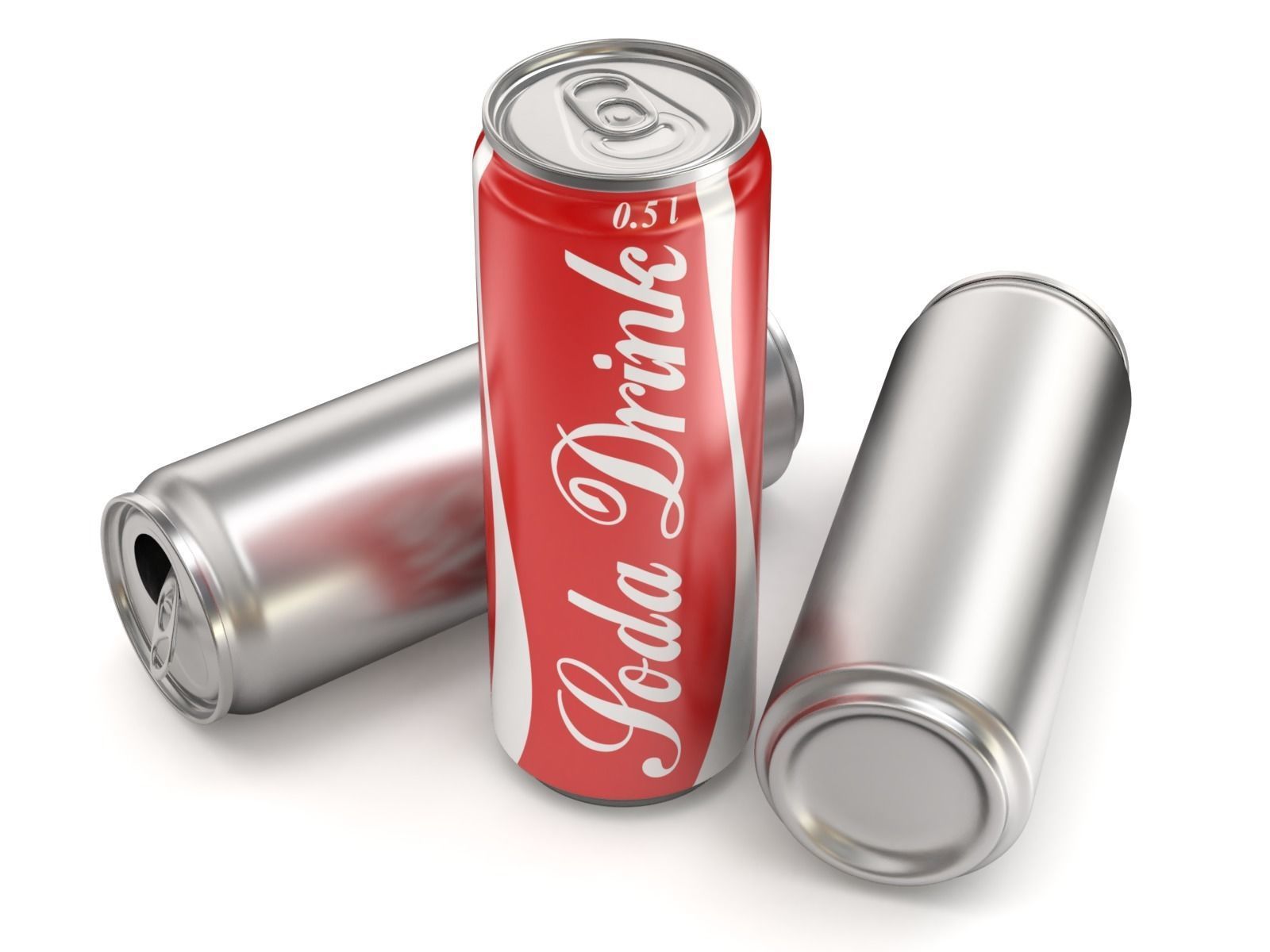 Open and closed drink can 3D model_7
