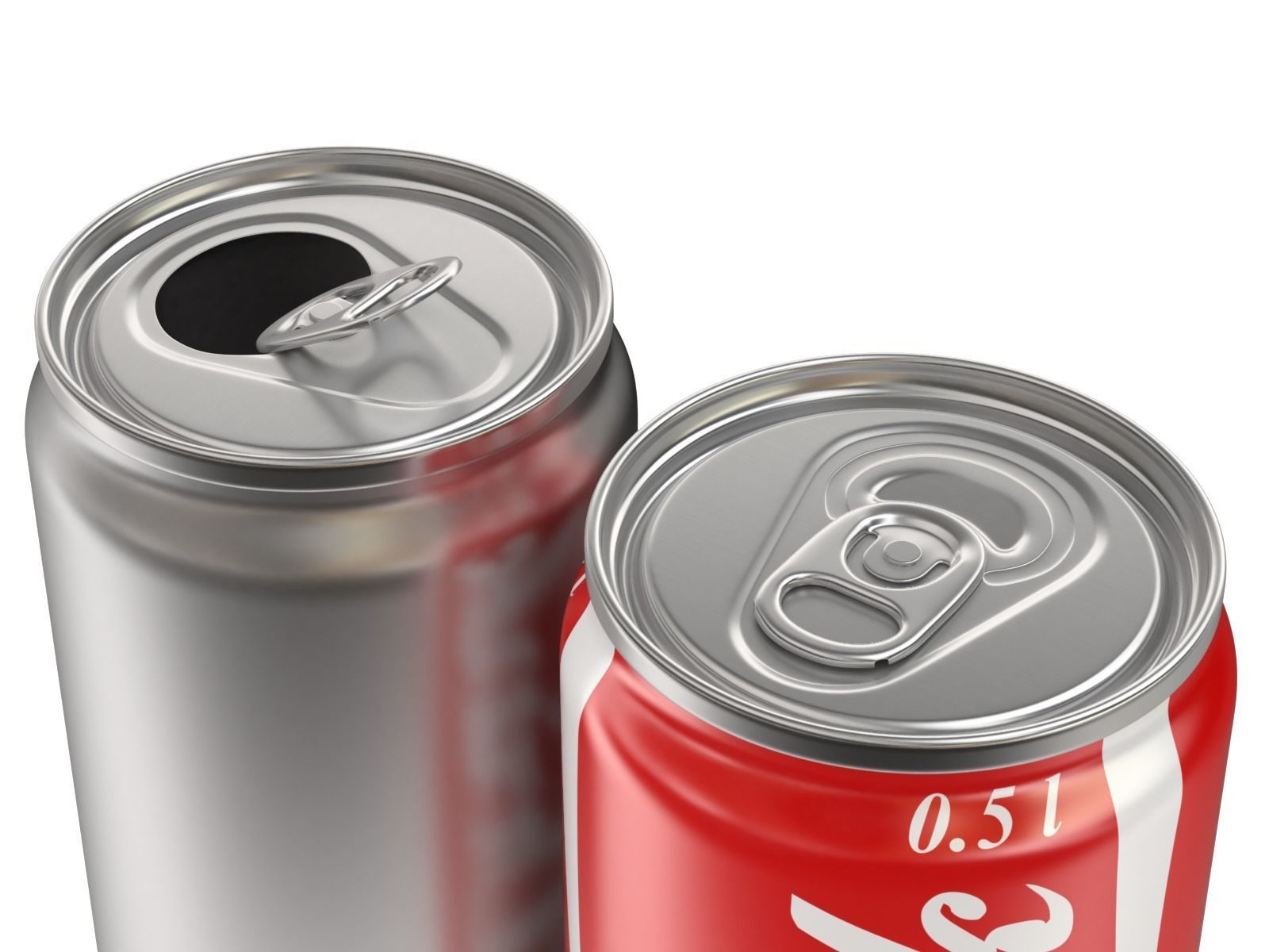 Open and closed drink can 3D model_4