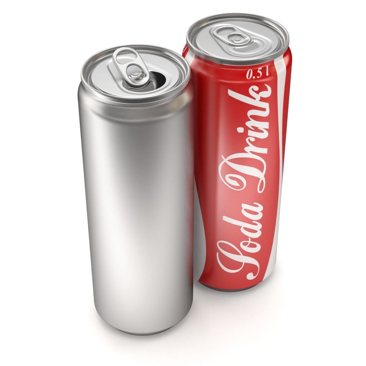Open and closed drink can 3D model_3