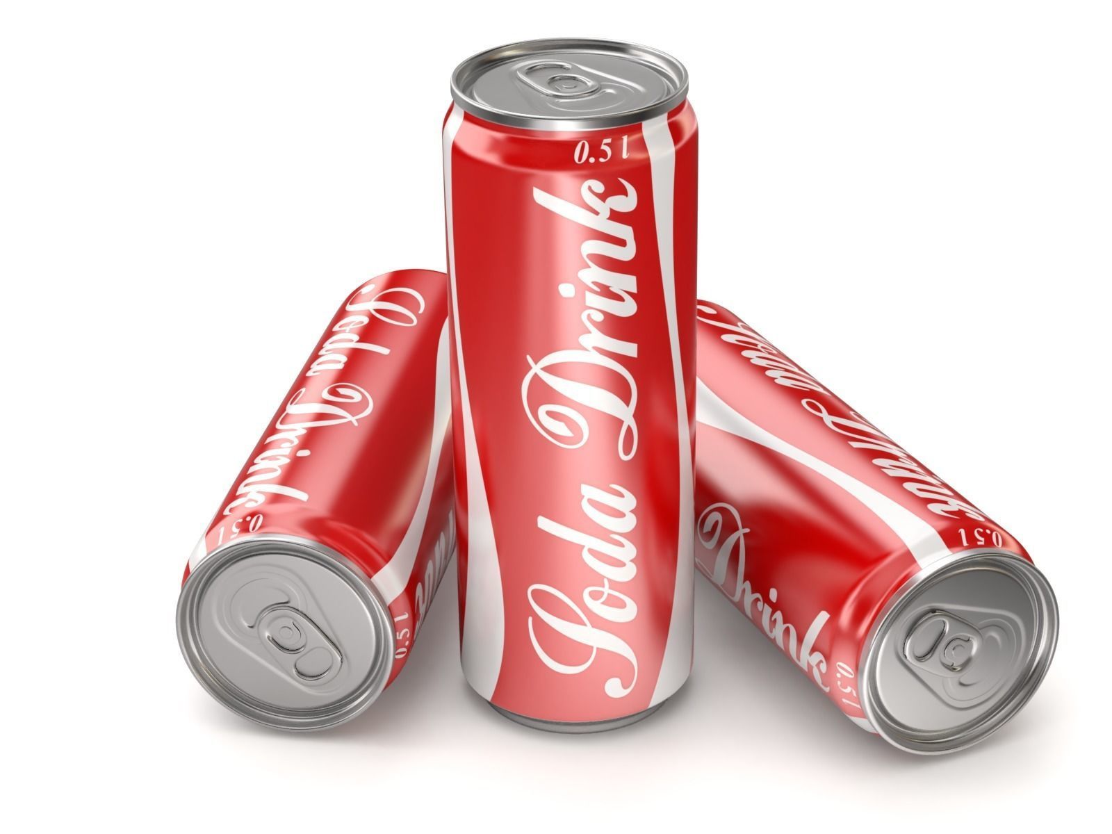 Open and closed drink can 3D model_8