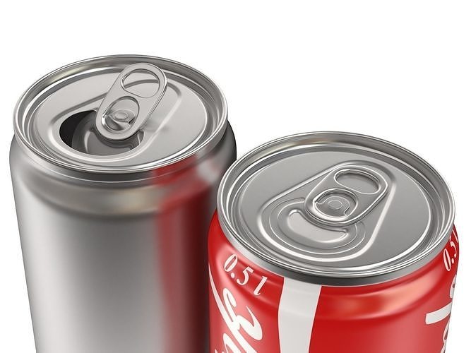 Open and closed drink can 3D model 2