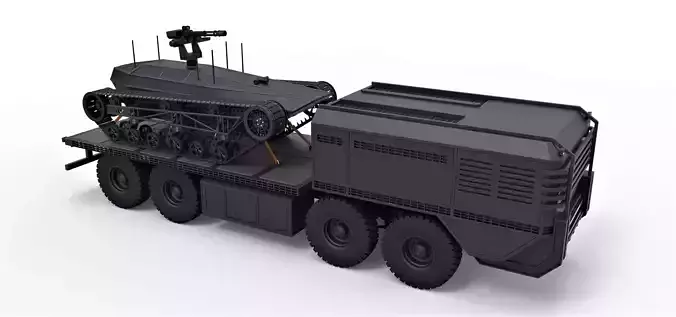Military truck with Tracked vehicle