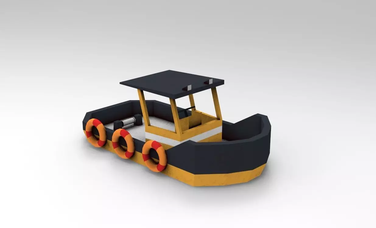 Low Poly Boat bulldozer Low-poly 3D model