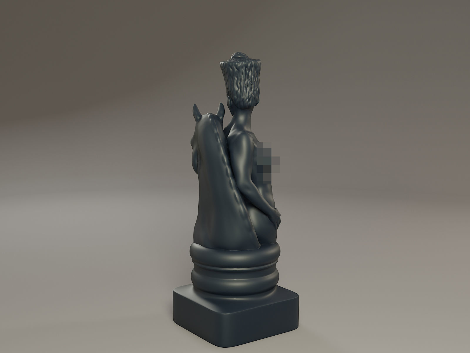 Black Chess Female knight 3D print model_4