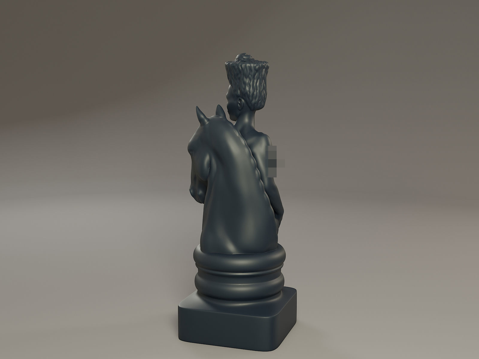 Black Chess Female knight 3D print model_3