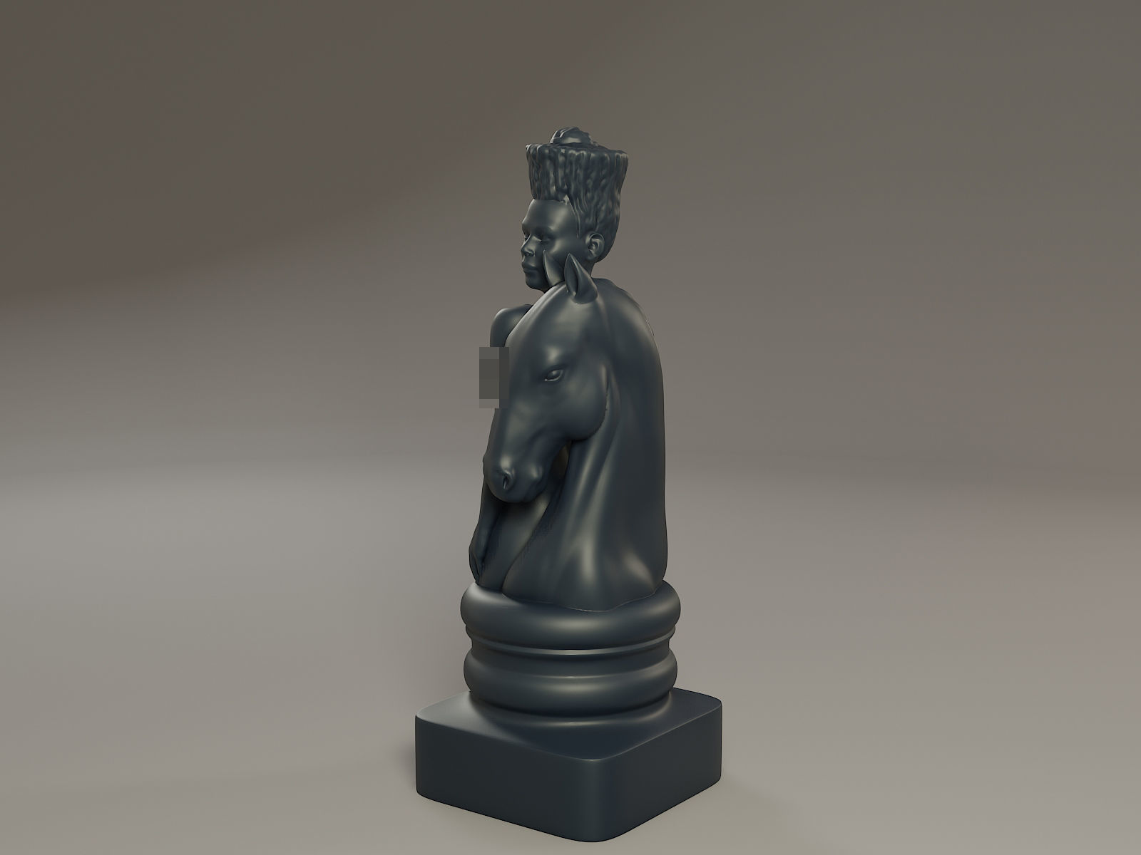 Black Chess Female knight 3D print model_1