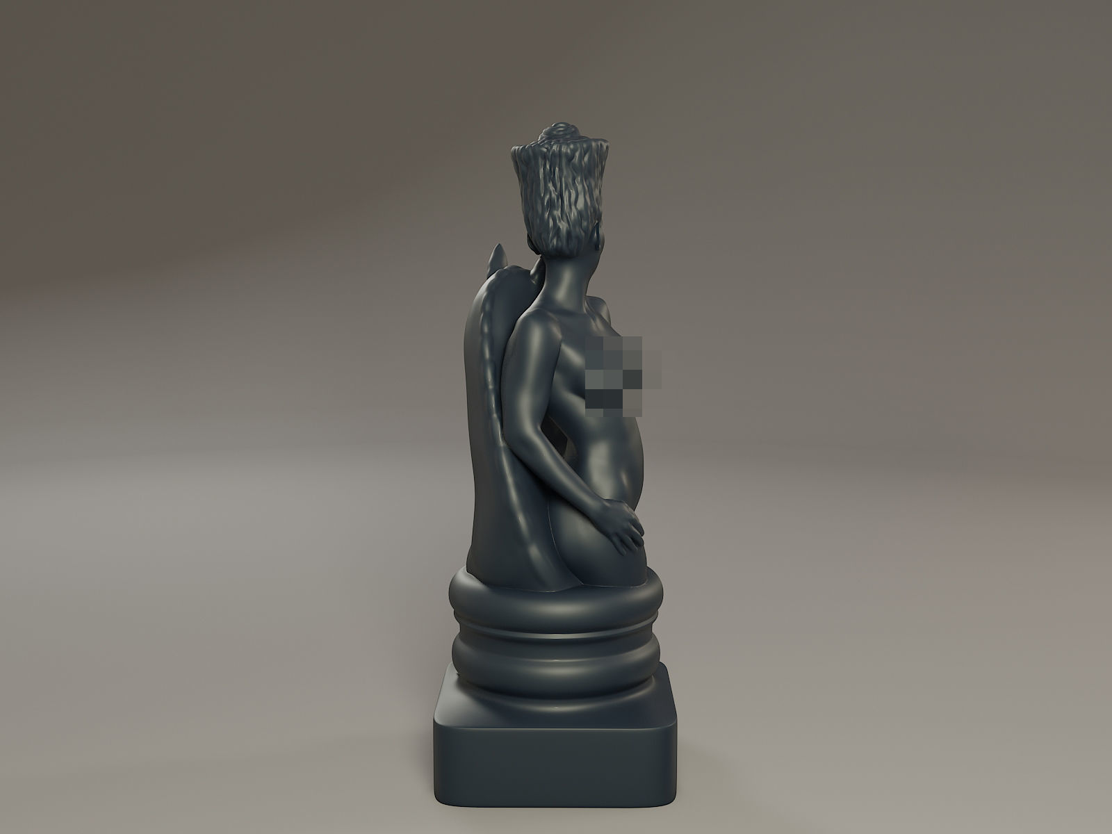 Black Chess Female knight 3D print model_5