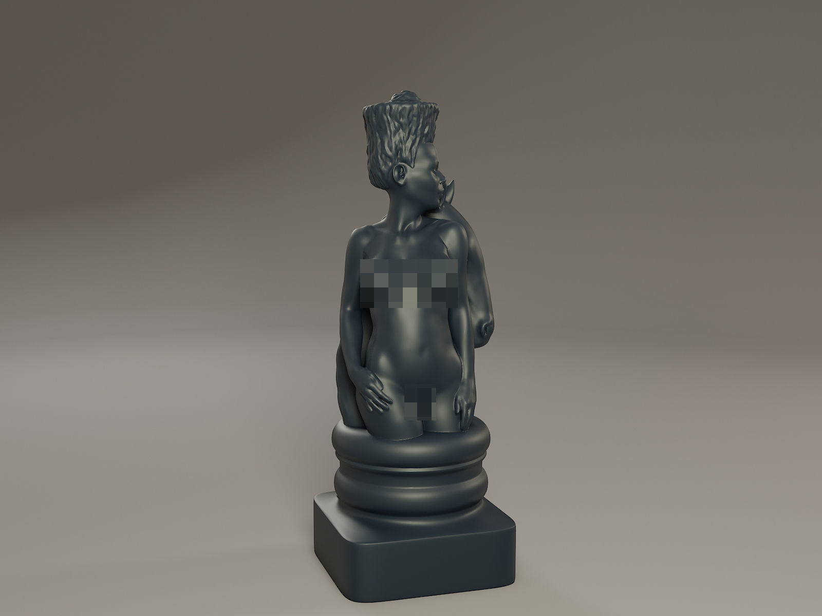 Black Chess Female knight 3D print model_7