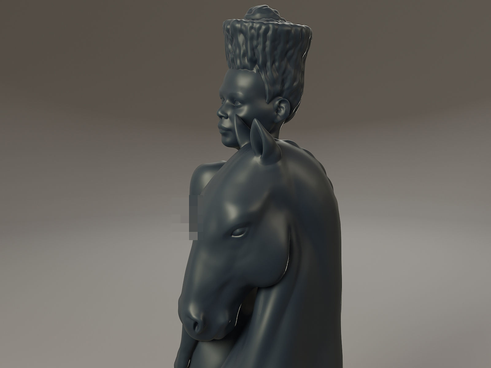 Black Chess Female knight 3D print model_17
