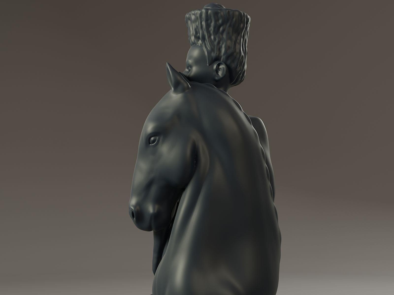 Black Chess Female knight 3D print model_16
