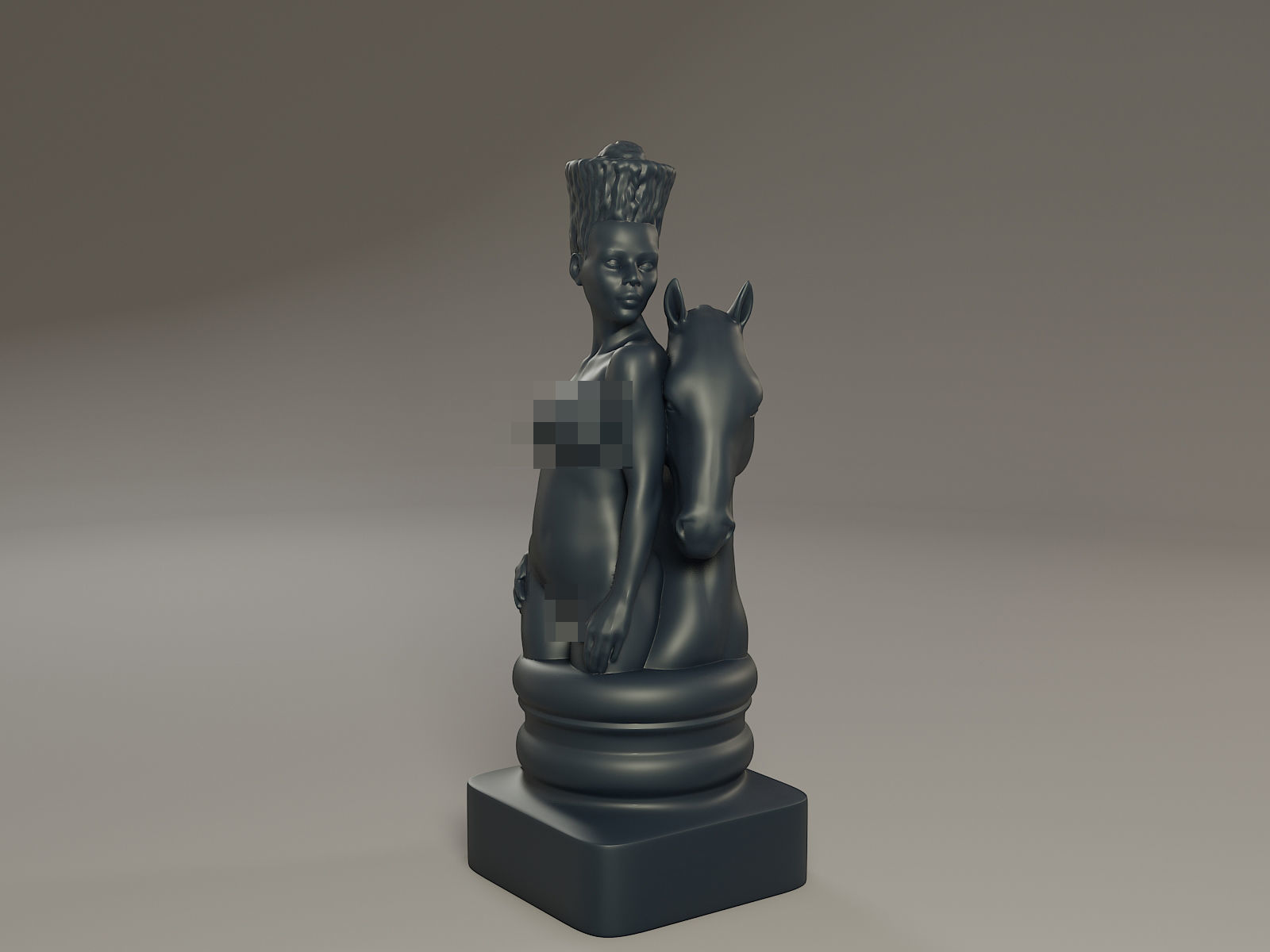 Black Chess Female knight 3D print model_9