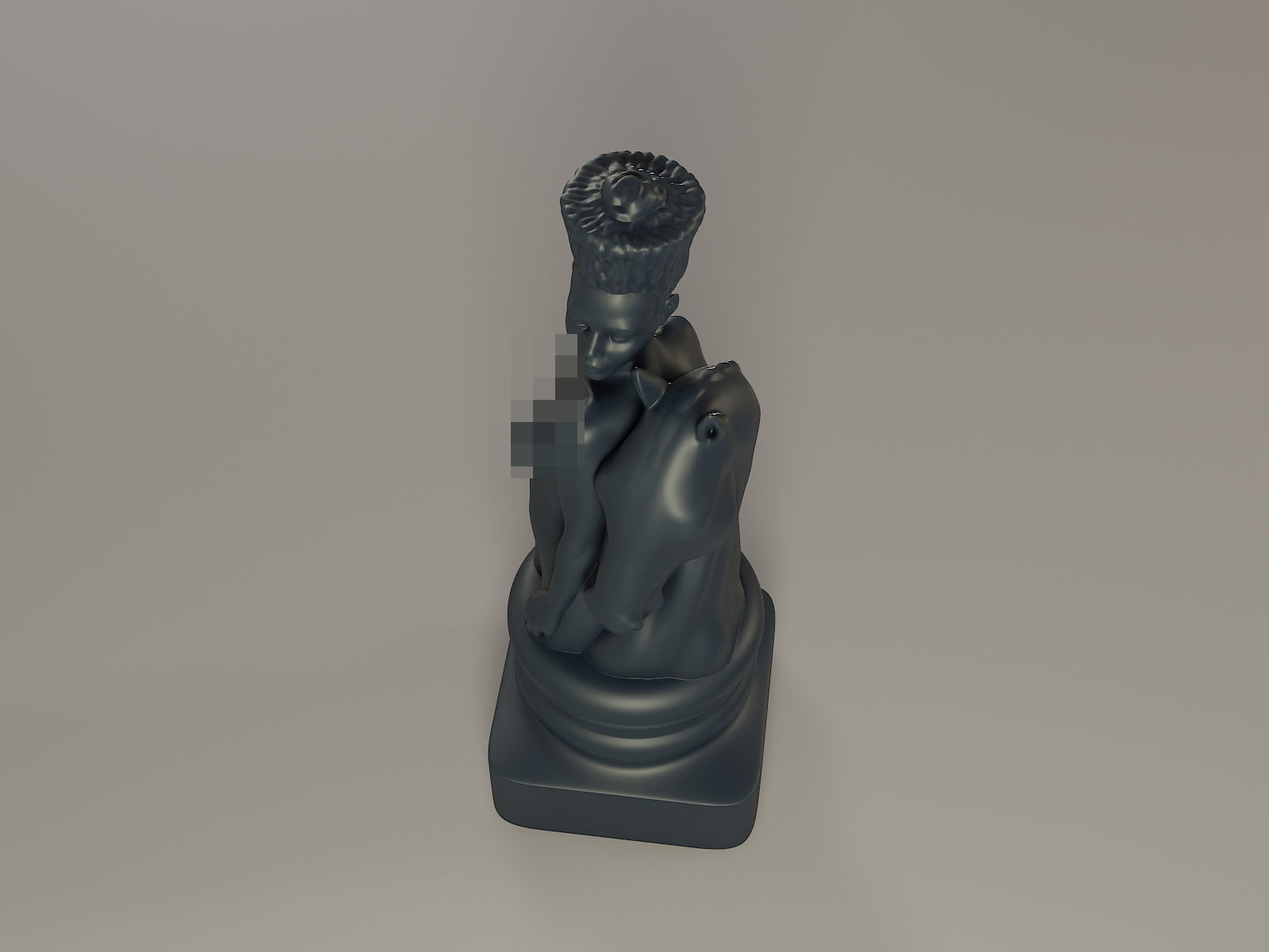 Black Chess Female knight 3D print model_13