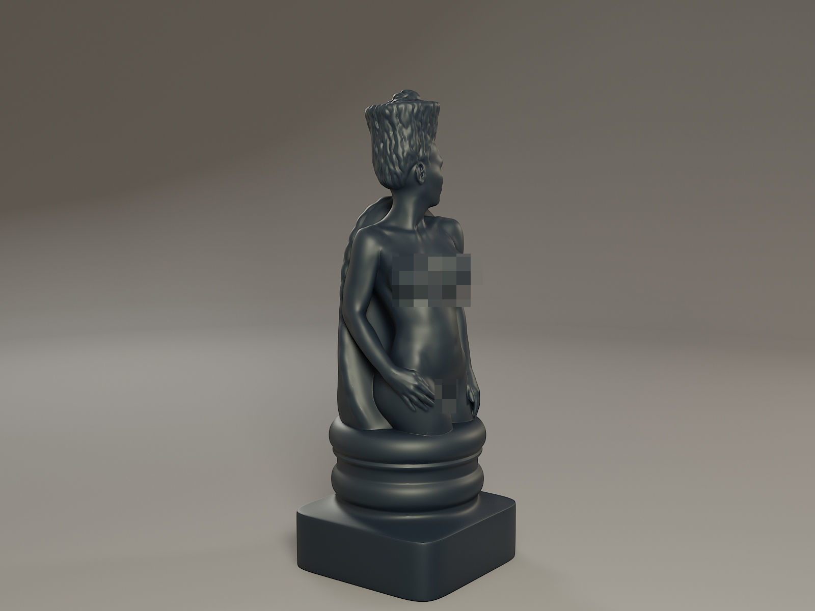 Black Chess Female knight 3D print model_6