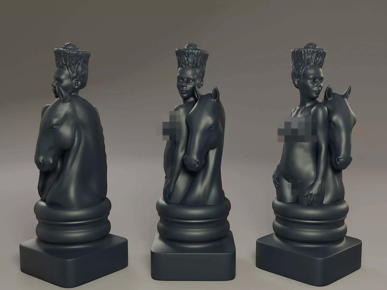 Black Chess Female knight 3D print model_0