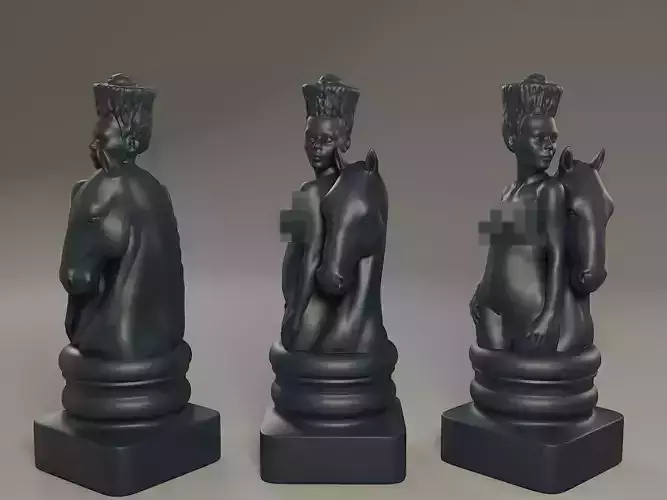 Black Chess Female knight 3D print model