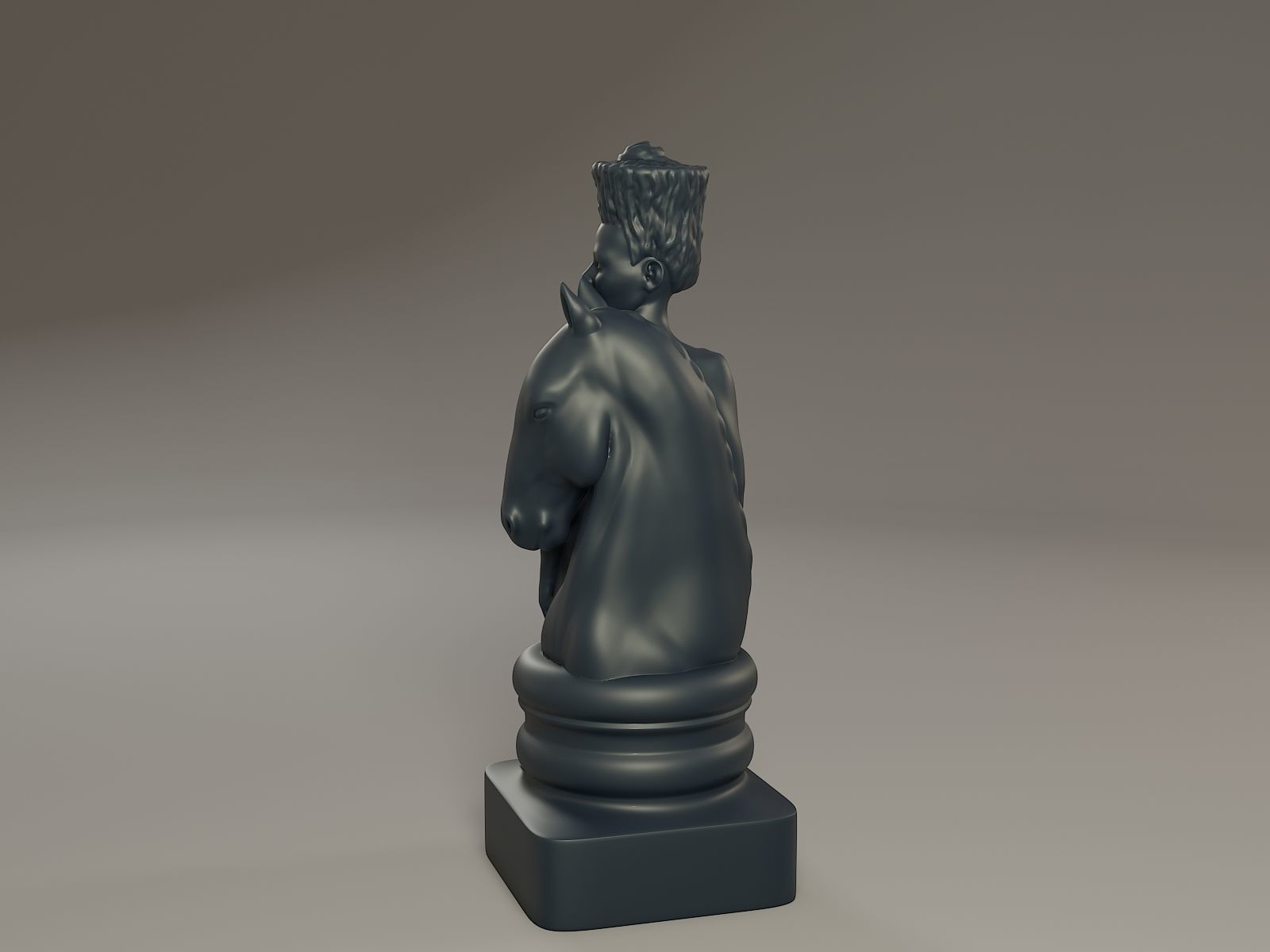 Black Chess Female knight 3D print model_2