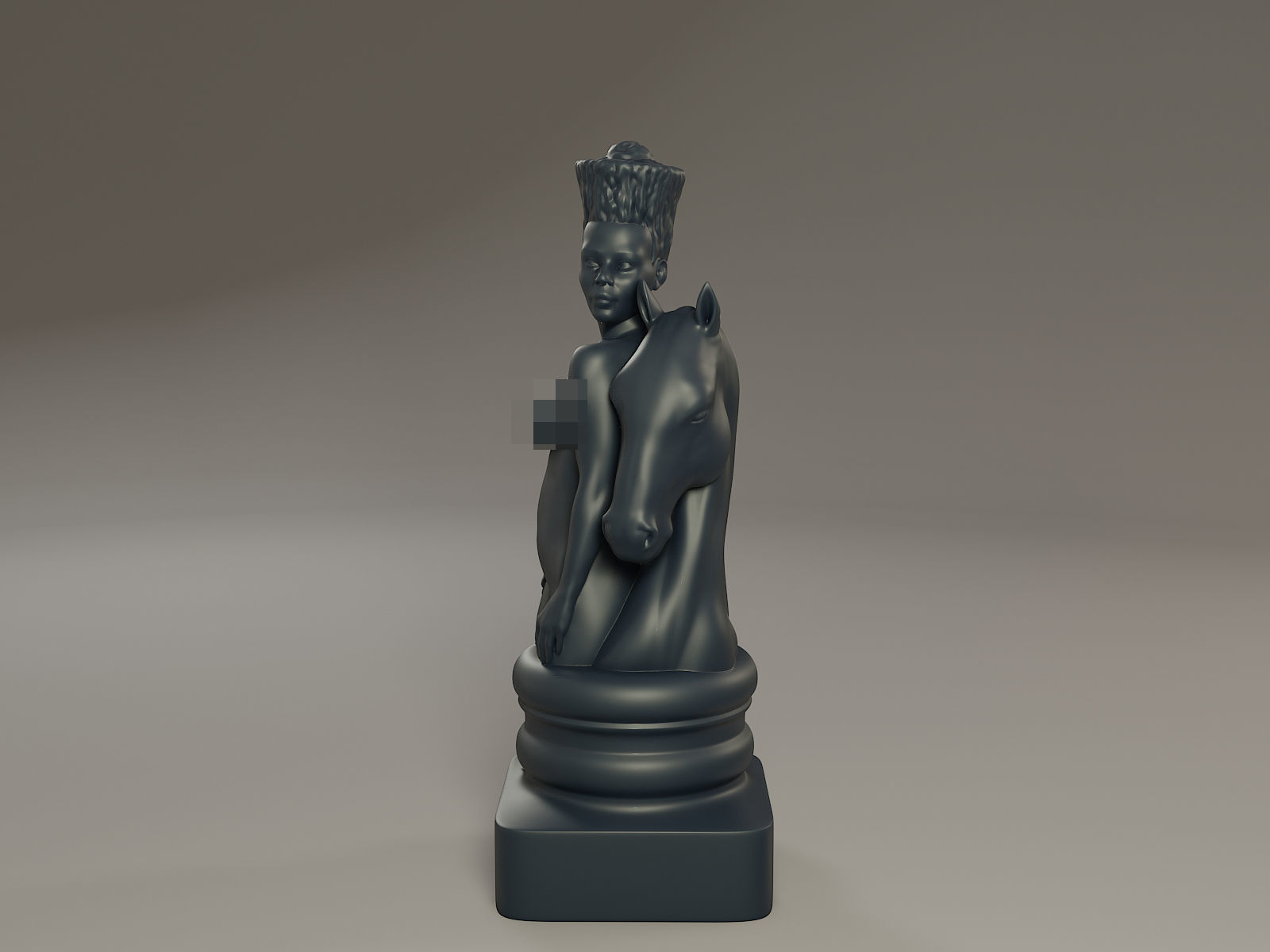 Black Chess Female knight 3D print model_10