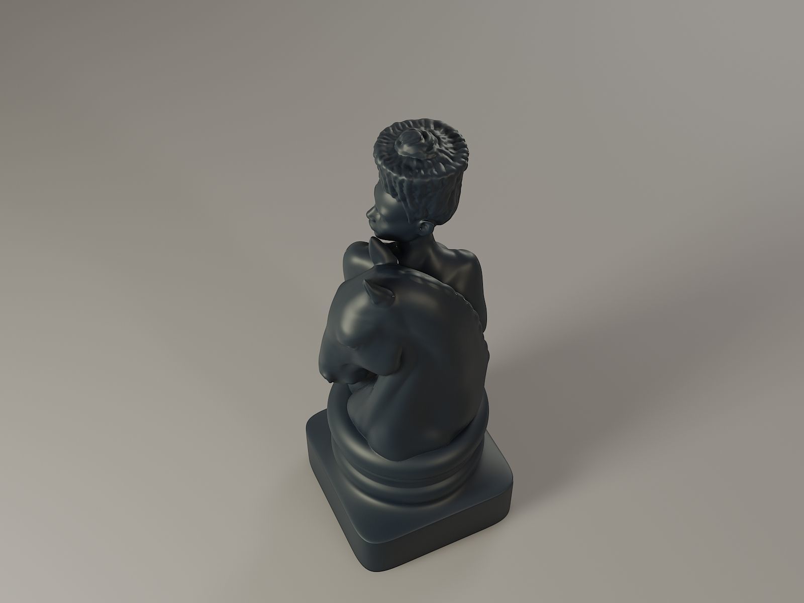 Black Chess Female knight 3D print model_14