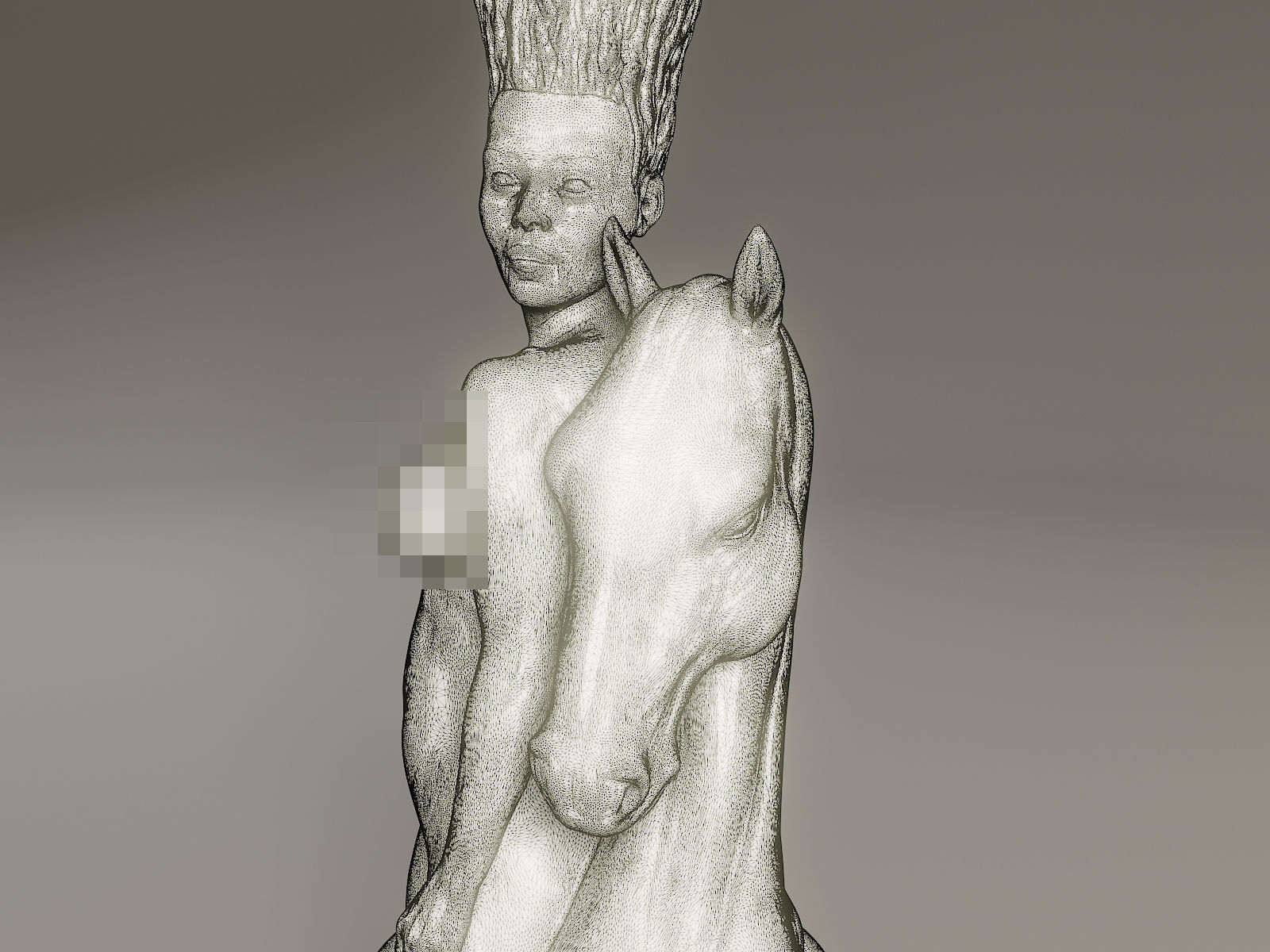 Black Chess Female knight 3D print model_11