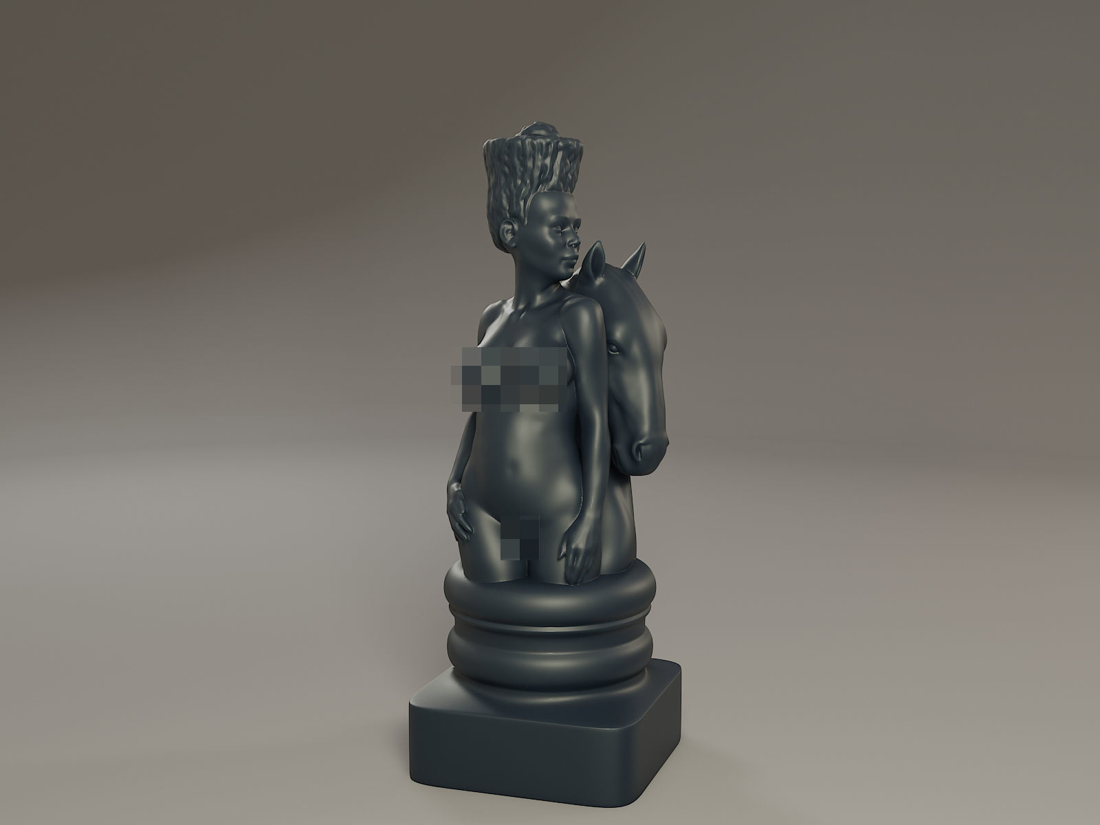Black Chess Female knight 3D print model_8